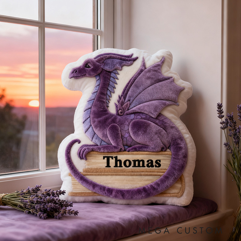 Personalized Dragon Book Pillow Christmas Graphic 3D Custom Name Gift for Reading Lovers