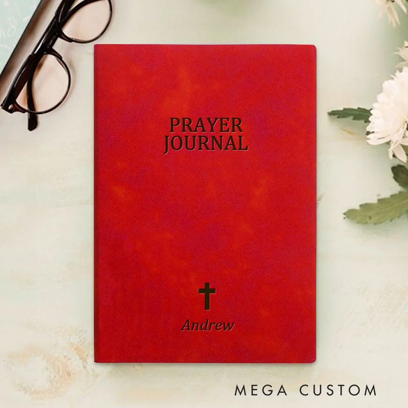 Personalized Prayer Journal Leather A5 Notebook with Name Faith Journal Birthday Christmas Gift Graduation Gift for Christians