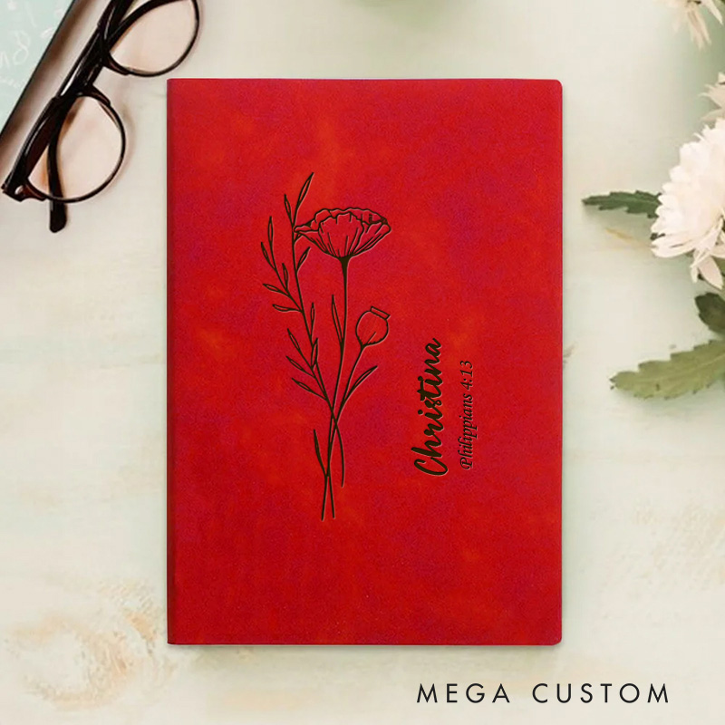 Personalized Floral Spiritual Journal A5 Notebook with Name Christian Notebook Graduation Gift Christmas Easter Gift for Women