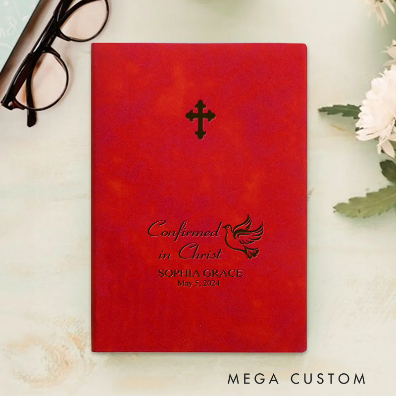 Personalized Holy Bible with Cross and Dove Prayer Journal A5 Notebook with Name and Date Religious Confirmation Gift for Men and Women Easter Gift