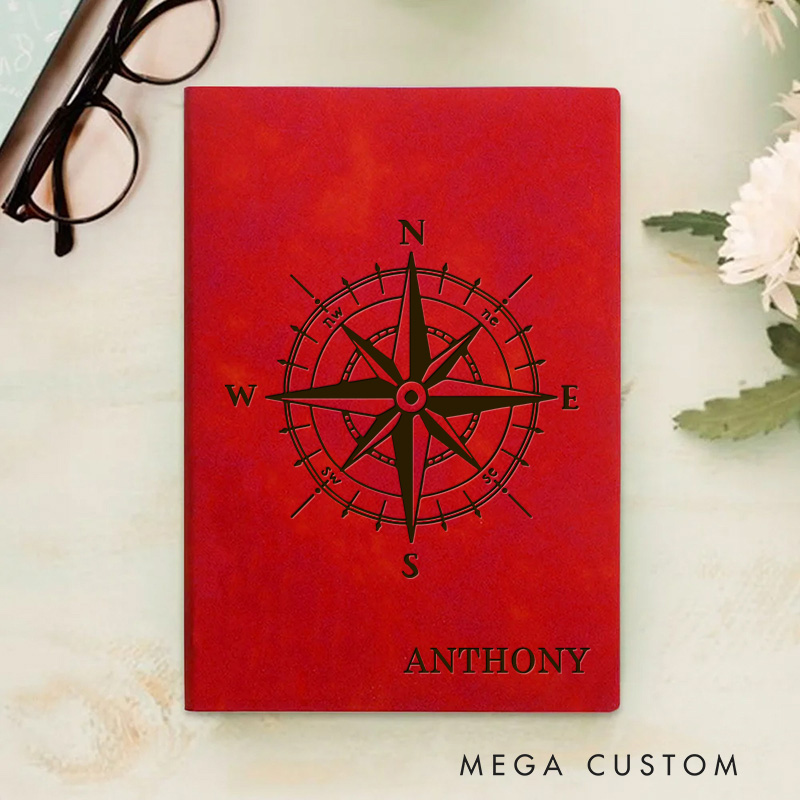 Personalized Compass Prayer Journal Leather A5 Notebook with Name Leather Priest Religious Journal Priest Gift for Catholic Christian Gifts Men Women