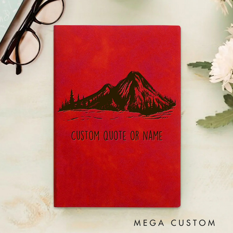 Personalized Mountain Bible Verse Journal Leather A5 Notebook with Name Religious Christian Quote Gift for Men Women Back to School Gift Church Gift
