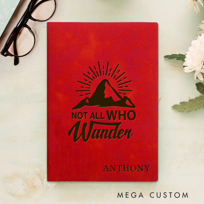 Personalized Not All Who Wander Prayer Journal Leather A5 Notebook with Name Leather Priest Religious Journal Priest Gift for Catholic Christian Gifts