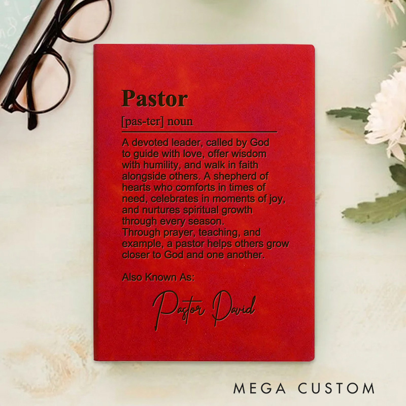 Personalized Pastor Journal Leather A5 Notebook with Name Custom Pastor Appreciation Gift Pastor Anniversary Gift New Pastor Gift Pastor Leaving Gift