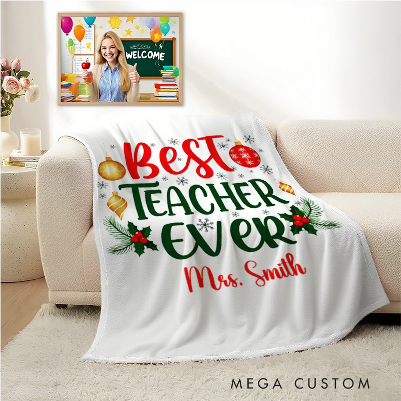 Personalized Teacher Blanket Best Teacher Ever Design Teacher Blanket Gift for Teacher