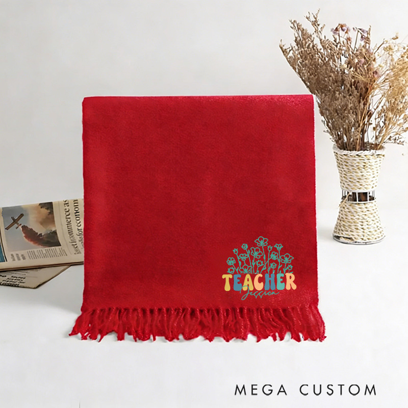 Personalized Pencil Flower Teacher Scarf Custom Name Gift for Teachers