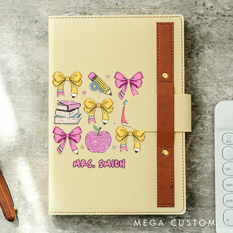 Personalized A5 Lined Notebook with Pen Loop for Teachers Pencil Book Apple Design Notebook Appreciation Gift for Teachers