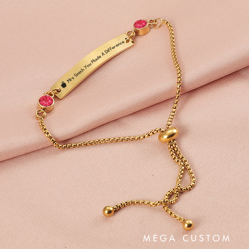Personalized Birthstone Bracelet for Teacher You Made a Difference Engraved Bracelet Jewelry Gift for Teachers