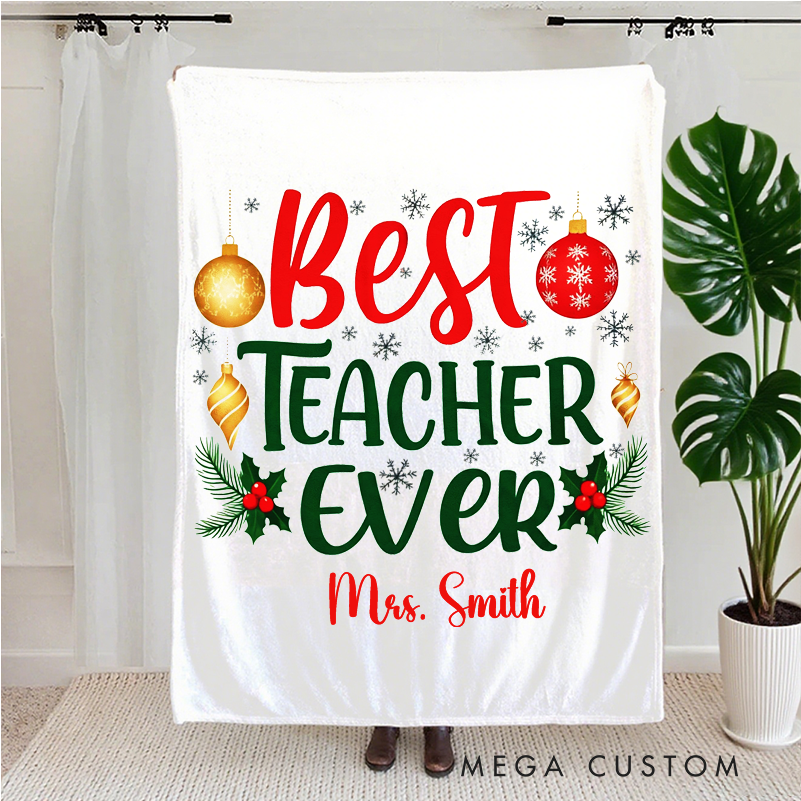 Personalized Teacher Blanket Best Teacher Ever Design Teacher Blanket Gift for Teacher