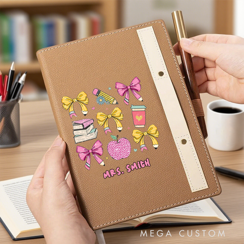 Personalized A5 Lined Notebook with Pen Loop for Teachers Pencil Book Apple Design Notebook Appreciation Gift for Teachers