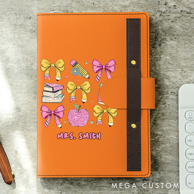 Personalized A5 Lined Notebook with Pen Loop for Teachers Pencil Book Apple Design Notebook Appreciation Gift for Teachers