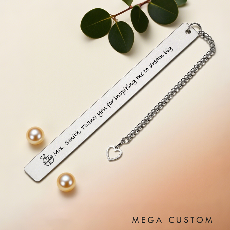 Personalized Stainless Steel Bookmark for Teachers Thank You for Inspiring Me to Dream Big Design Bookmark Teacher Thoughtful Gift
