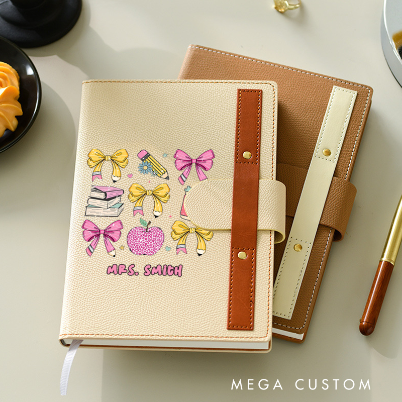 Personalized A5 Lined Notebook with Pen Loop for Teachers Pencil Book Apple Design Notebook Appreciation Gift for Teachers