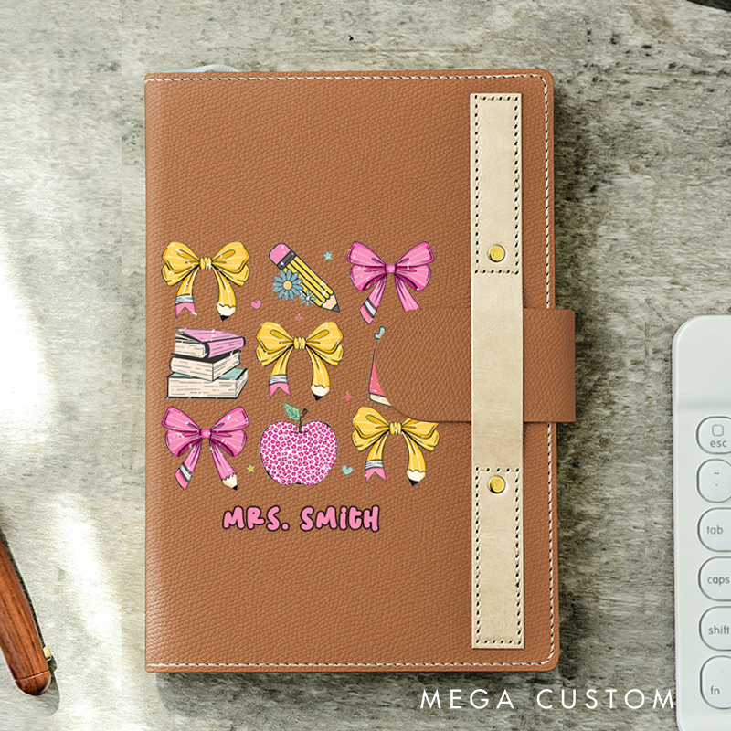 Personalized A5 Lined Notebook with Pen Loop for Teachers Pencil Book Apple Design Notebook Appreciation Gift for Teachers