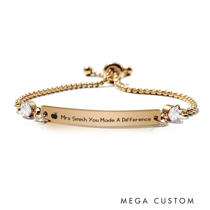 Personalized Birthstone Bracelet for Teacher You Made a Difference Engraved Bracelet Jewelry Gift for Teachers