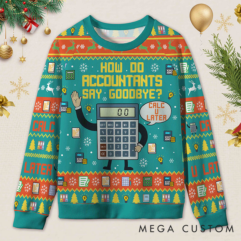Personalized Accounting Hilarious Greeting Ugly Christmas Sweater Funny Financial Gift for Accountants