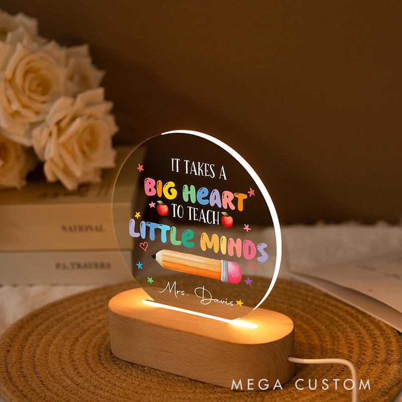 Personalized Teacher LED Desk Lamp with It takes a Big Heart to Teach Little Minds Design Unique Gift for Teachers