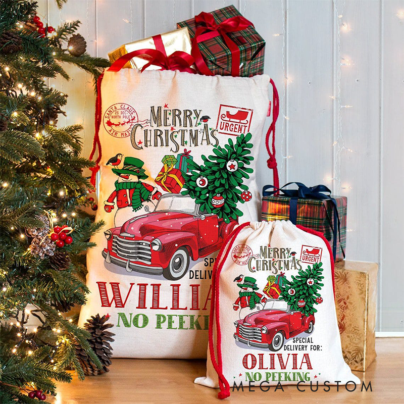 Personalized Rcing Car Sack Custom Name Racing Christmas Gift Bag for Racers and Racing Lovers
