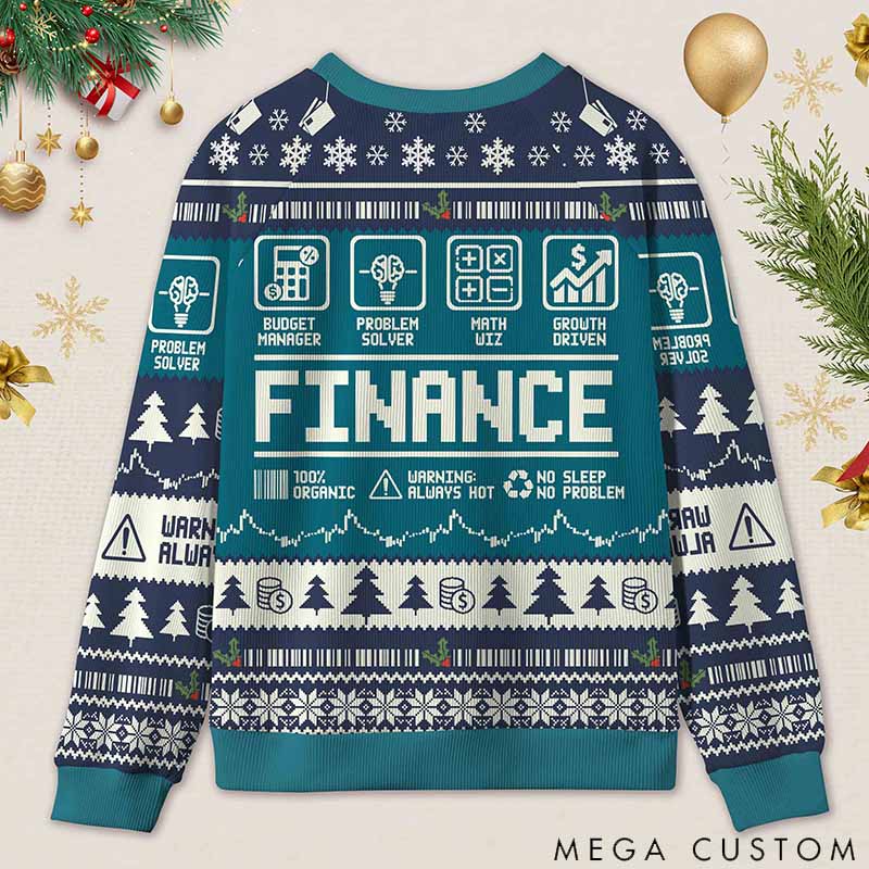 Personalized Funny Accounting Finance Ugly Christmas Sweater Gift for Accounting Finance Professionals