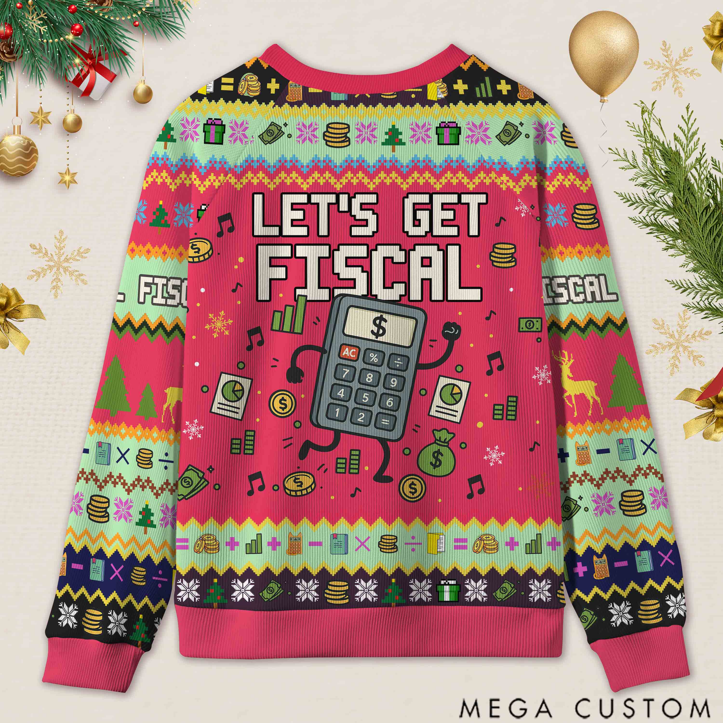 Personalized Accounting Hilarious Ugly Sweater Financial Christmas Gift for Accountants