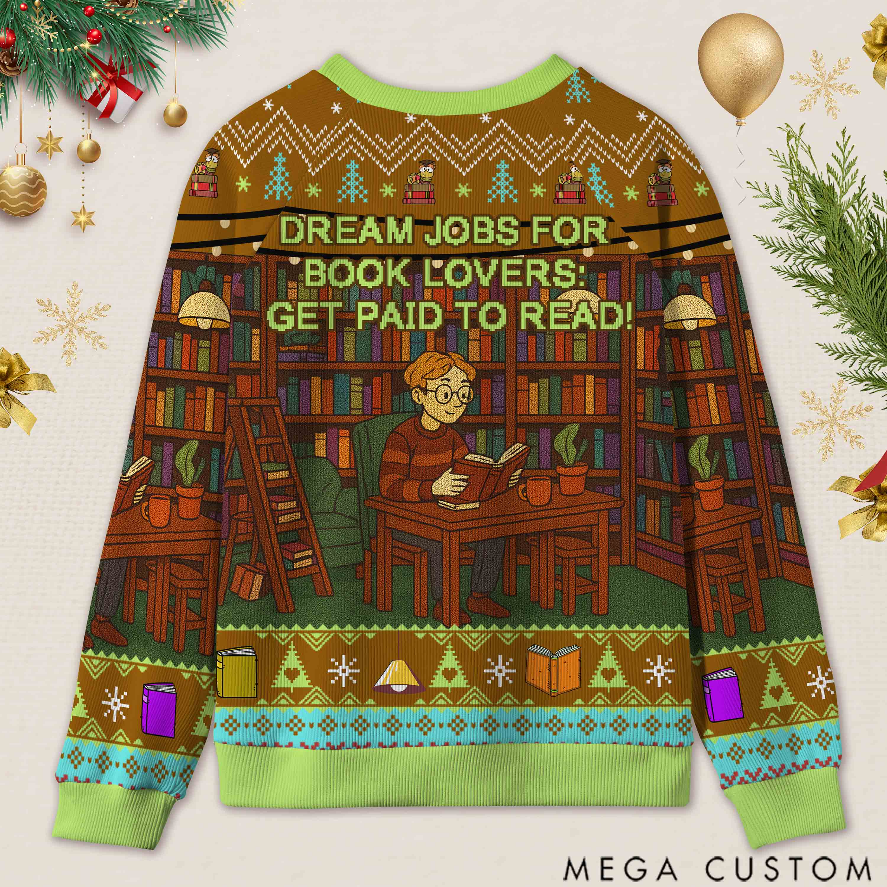 Personalized Freedom to Read Defiant Ugly Sweater Holiday Gift for Librarians