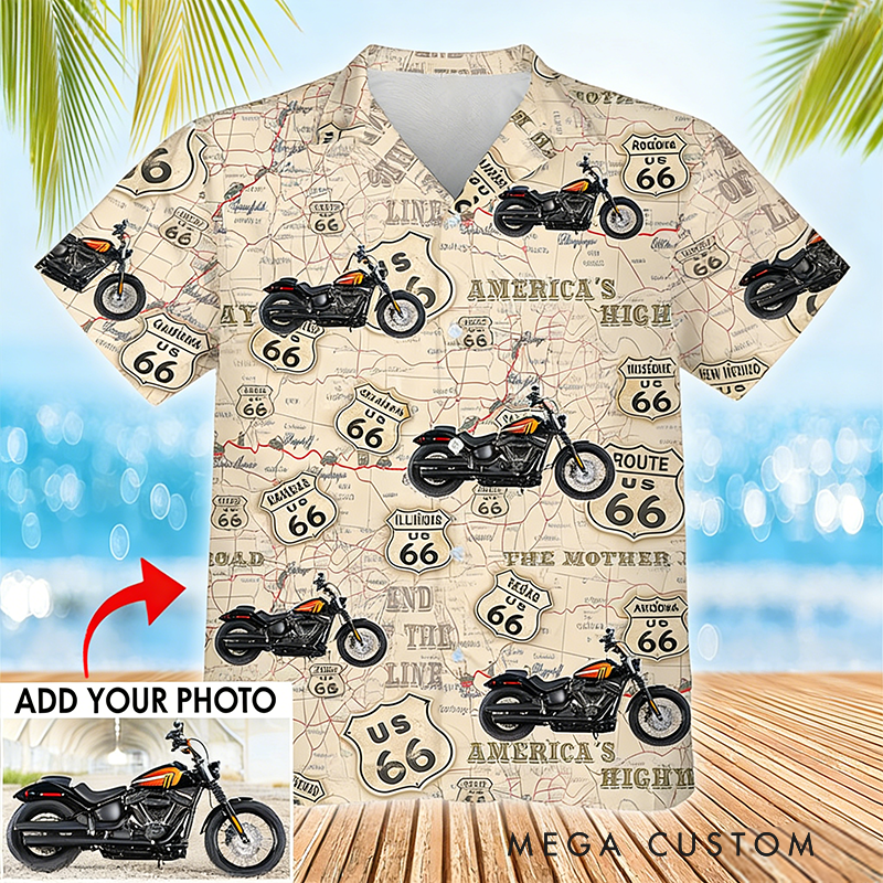 Personalized Motorcycle Hawaiian Shirt Custom Photo Hawaiian Shirt Racing-Themed Hawaiian Shirt