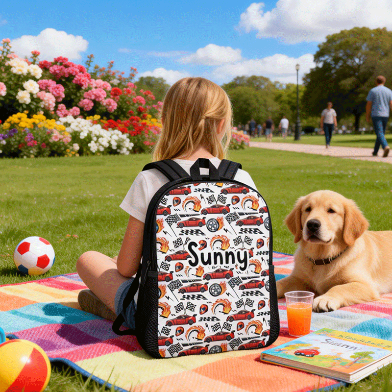 Personalized Racing Car Backpack with Custom Name Unique Backpack for Kids