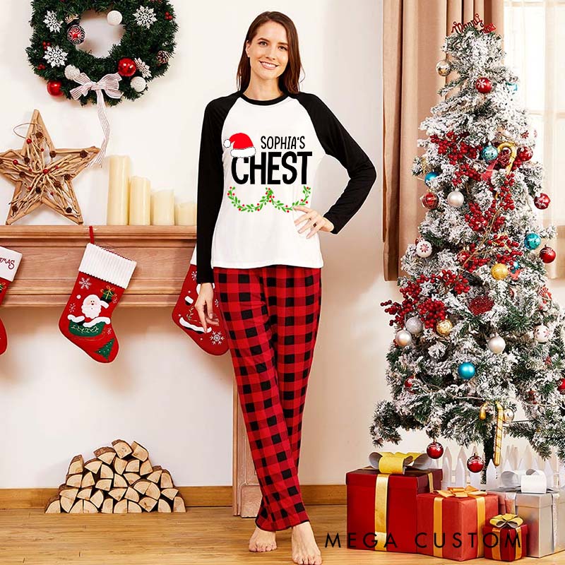 Personalized Couple Funny Nuts and Chest Xmas Matching Pajamas Christmas Matching Pjs for Husband Wife Boyfriend Girlfriend