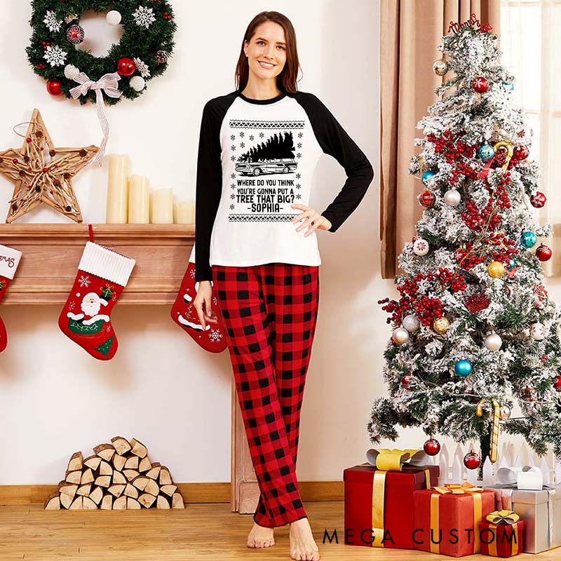 Personalized Couple Bend Over and I’ll Show You Matching Pajamas Where Do You Think You’re Gonna Put a Tree That Big Christmas Pjs for Husband Wife