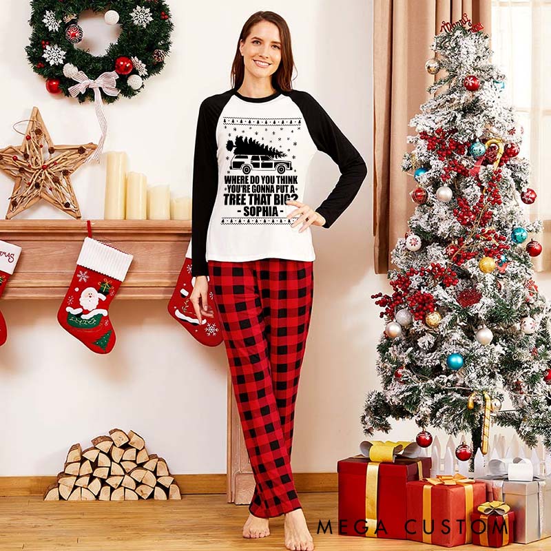 Personalized Bend Over I'll Show You Xmas Matching Pajamas Where Do You Think You’re Gonna Put a Tree That Big Couple Christmas Pjs for Husband Wife