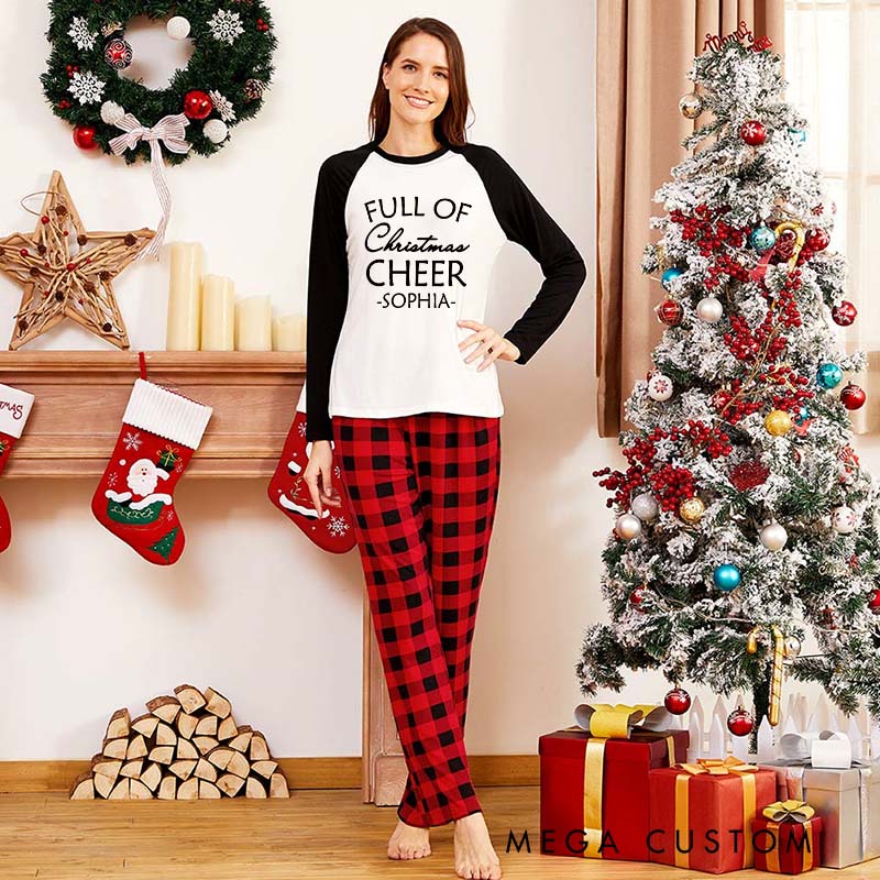 Personalized Couple Minimalist Full of Christmas Beer and Full of Christmas Cheer Matching Pajamas Christmas Pjs for Husband Wife Boyfriend Girlfriend