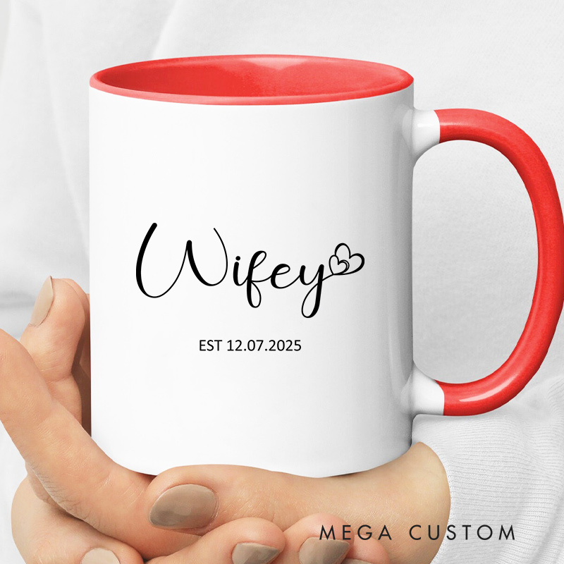Personalized Hubby & Wifey Wedding Mug Couple Ceramic Mug for Husband Wife Newlywed Present Mug Anniversary Gift