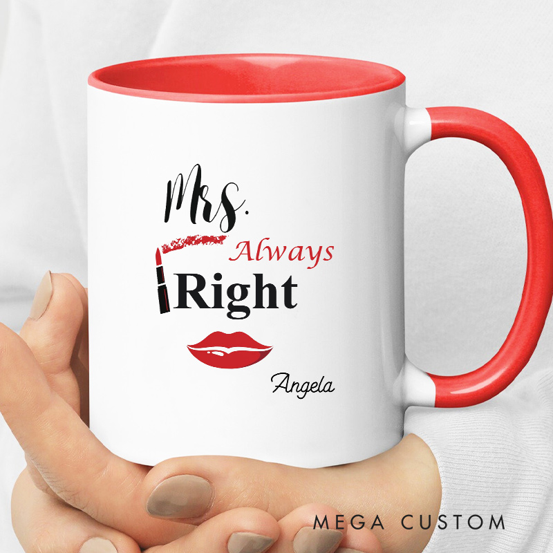 Personalized Mr. Right & Mrs. Always Right Mug Couple Ceramic Mug for Husband Wife Anniversary Gift Mug for Newlywed