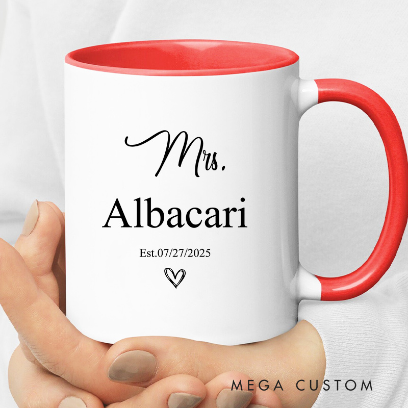 Personalized Mr. & Mrs. Wedding Date Mug Ceramic Coffee Mug for Newlywed Husband Wife Coffee Mug Couple Anniversary Cup
