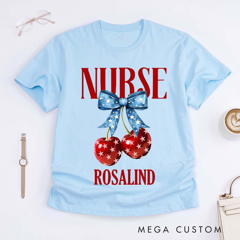 Personalized Nurse T-Shirts Nurse Sweet and Patriotic Fashion Design T-Shirts