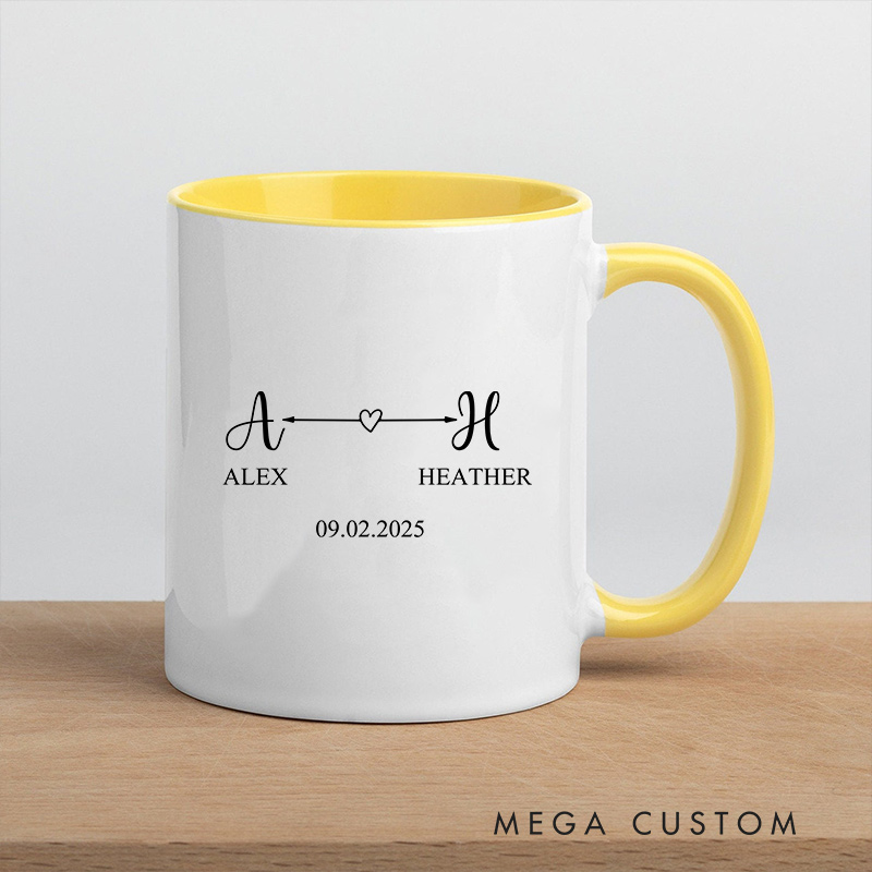Personalized Minimalist Couple Initials Mug Couple Coffee Mug Husband Wife Coffee Cup Newlywed Anniversary Cup