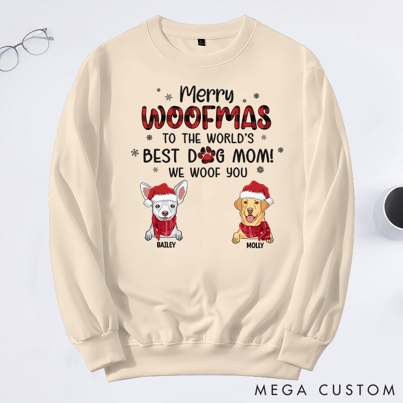 Personalized Dog Lover We Woof You A Merry Woofmas Mom Version Sweatshirts