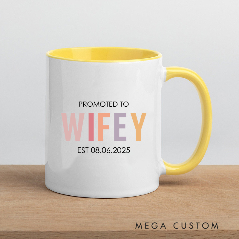 Personalized Promoted to Hubby & Wifey Mug Couple Wedding Mug for Her Him Newlyweds Coffee Cup for Husband Wife