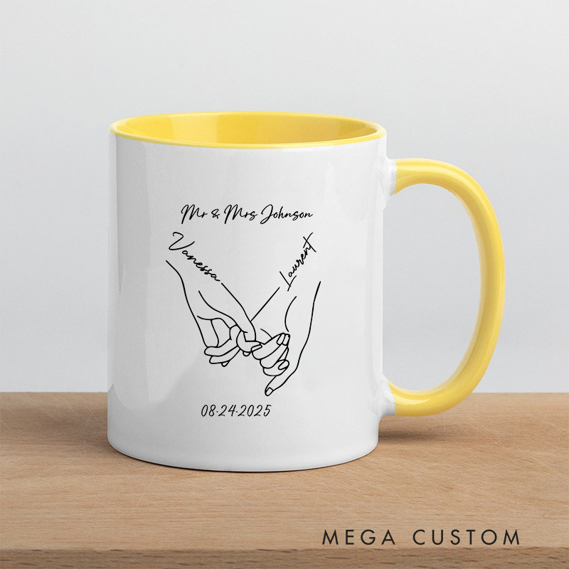 Personalized Pinky Promise Couple Mugs Couple Coffee Mug for Newlyweds Husband Wife Coffee Cup for Anniversary
