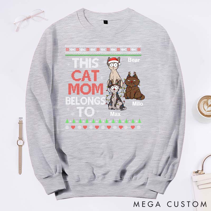 Personalized Cat Lover This Cat Mum Belongs to Sweatshirts