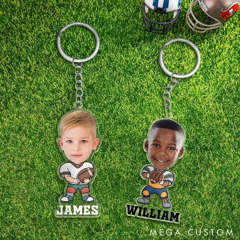 Personalized American Football and Rugby Ornament with Custom Photo and Name Design  