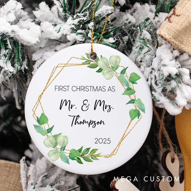 Personalized First Christmas as Mr and Mrs Ornament Couple Christmas Ornament for Him Her Husband Wife Xmas Decor Ornament