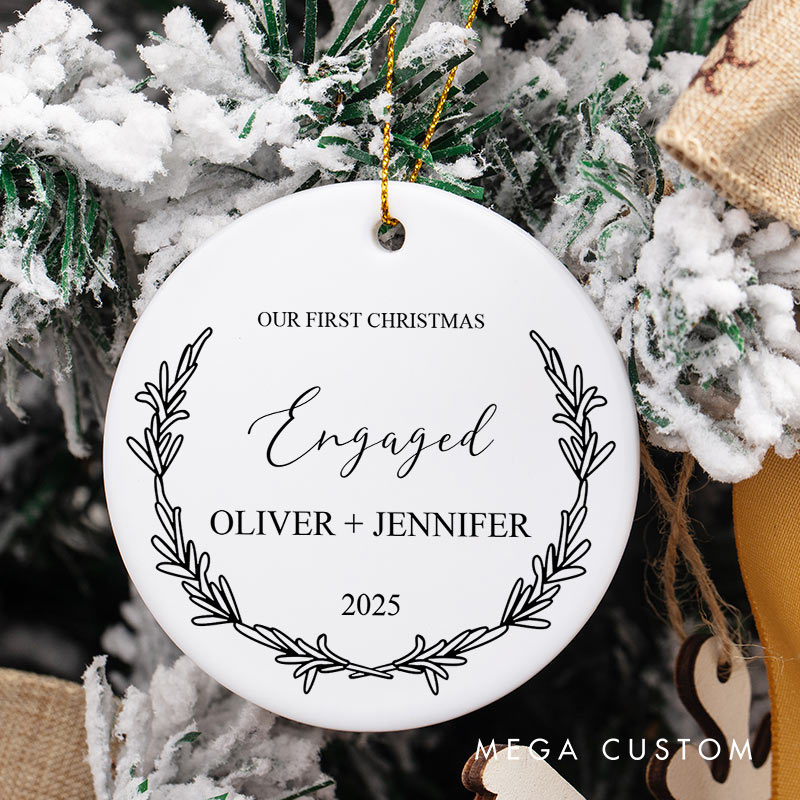 Personalized Our First Christmas Engaged Ornament Couple Engagement Christmas Ornament for Him Her Xmas Decor Ornament