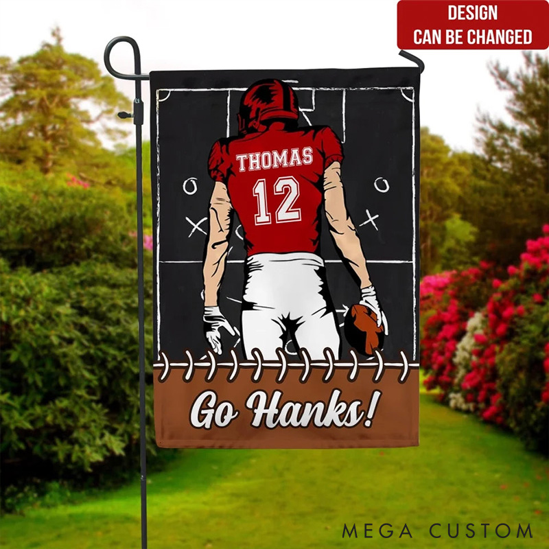 Personalized American Football Garden Flag with Custom Your Name and Number