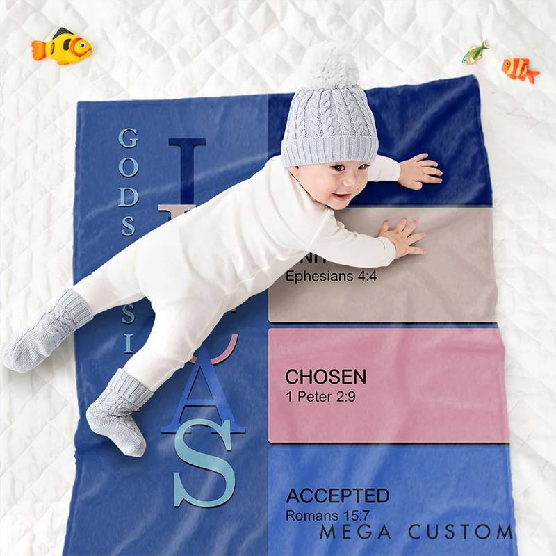 Personalized God Says i am Name Meaning on Bible Verse Colorful Soft Throw Blanket Religious Gift for Christians