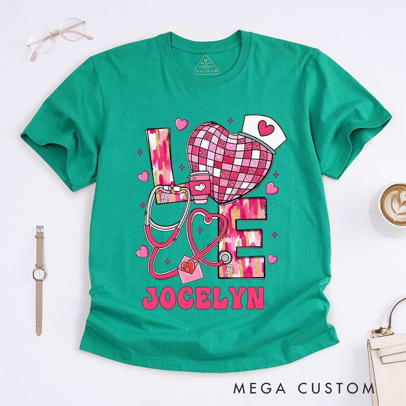 Personalized Nurse T-Shirts Love for Nursing Fashion Design T-Shirts