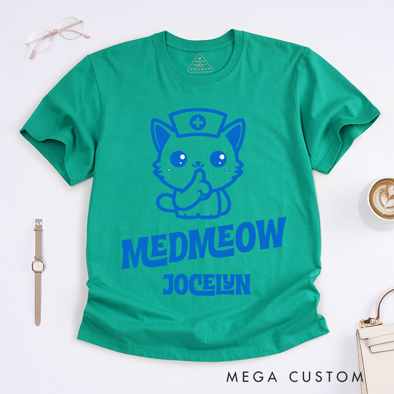 Personalized Nurse T-Shirts MedMeow Nurse Cat Fashion Design T-Shirts