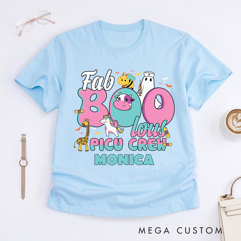 Personalized Nurse T-Shirts Fab Boo Lous PICU Crew Halloween Fashion Design T-Shirts Nurse Halloween Gifts