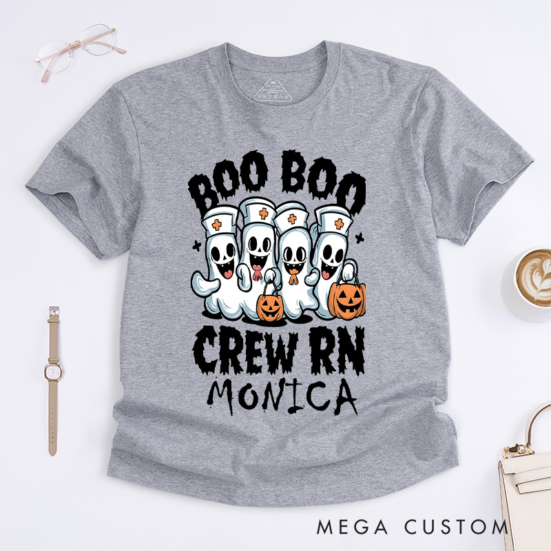 Personalized Nurse T-Shirts Boo Boo Crew RN Fashion Design T-Shirts Nurse Halloween Gifts
