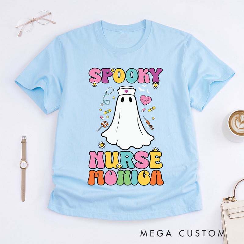 Personalized Nurse T-Shirts Spooky Nurse Fashion Design T-Shirts Nurse Halloween Gifts